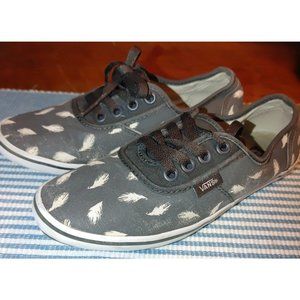 WOMENS VANS SNEAKERS SHOES FEATHER DESIGN SIZE 6 GRAY/WHITE